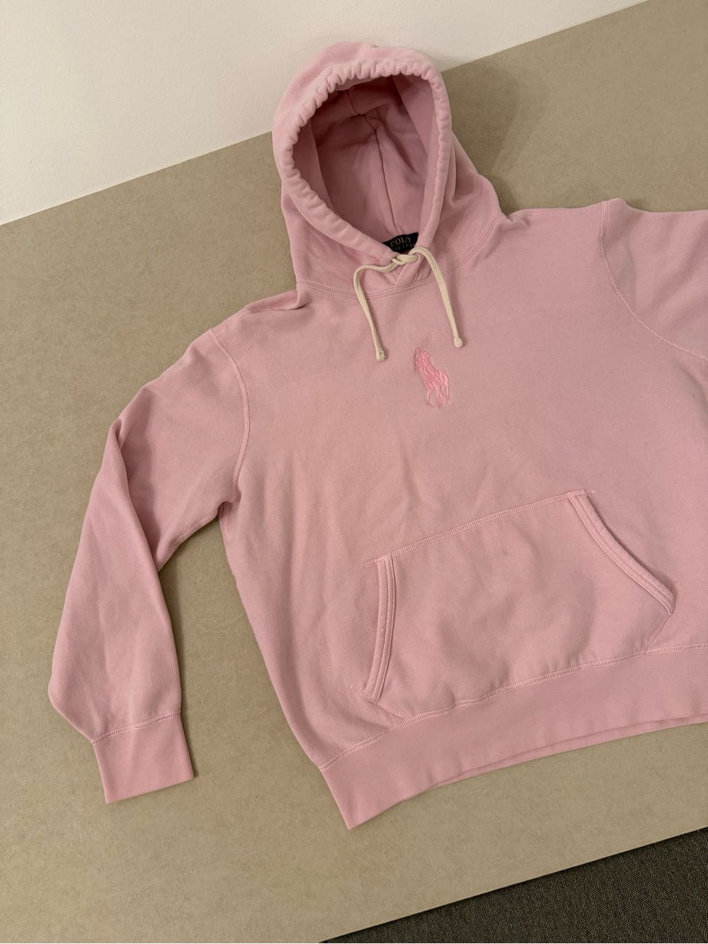 Polo Ralph Lauren Big Pony Pink Fleece Hoodie Pullover Size L - Picture 13 of 16